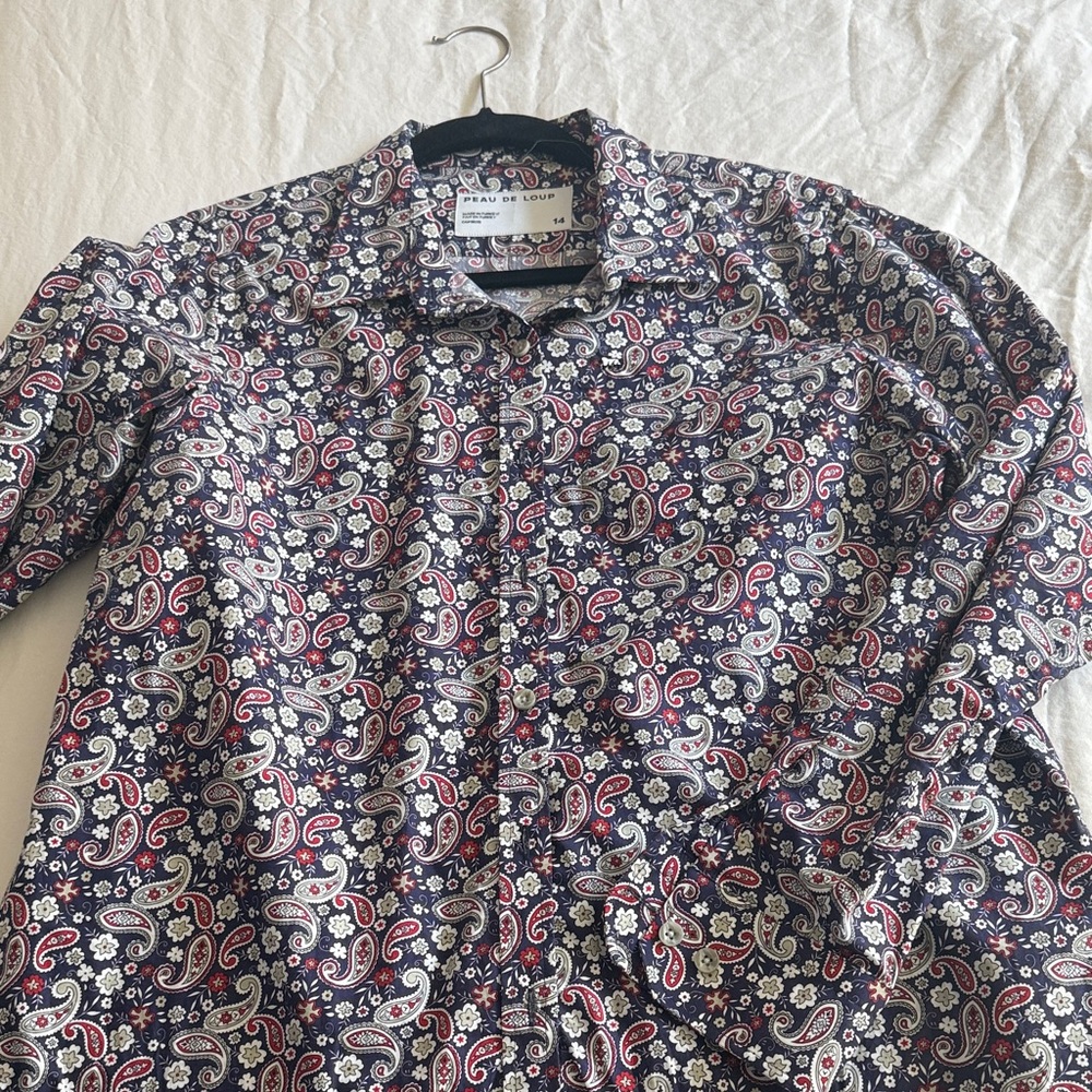 Peau De Loup Paisley Button-Down Shirt - Blue and Red